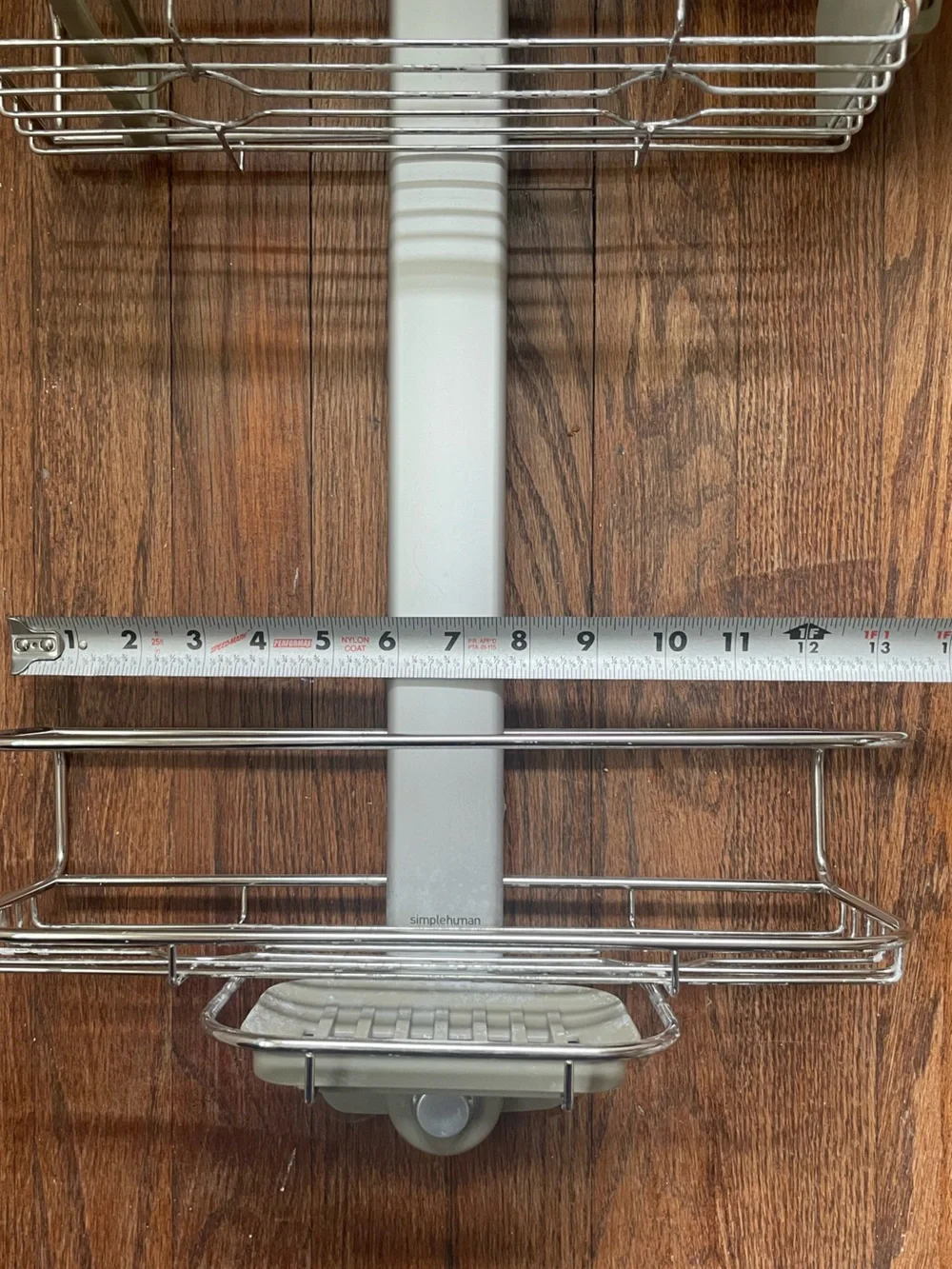 Simplehuman Silver and Gray Two-Tier Adjustable Shower Caddy